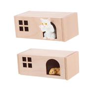 WOONEKY Scale Miniature Dog House with Cat and Dog Figures Wooden Dollhouse Pet House Set for Pretend Play Realistic Dollhouse Furniture Accessories Garden Scene Decoration Ornaments