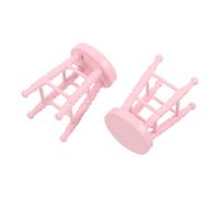 WOONEKY Scale Miniature Stool for Dollhouse Realistic Round High Leg Wooden Chair Craftsmanship for Micro Scene Setup Pink Small Furniture Accessories for Collectors