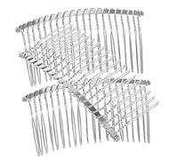 WOONEKY Set of 3 Silver Wedding Veil Combs Metal Hair Clip Combs 7.8cm 20 Teeth for Fancy Hair Clips