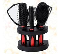 WOONEKY Set of 5 Hair Combs Styling Tools for Women Red Comb Brush Hair Care Kit Mirror for Home Salon