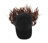 WOONEKY Short Curly Hair Wig Hat for Women with Integrated Baseball Cap Synthetic Brown Style Easy Quick Hairstyling for Daily Use Travel and Special Occasions