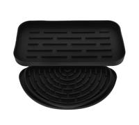 WOONEKY Silicone Drip Mat for Refrigerator and Water Dispenser Detachable Black Water Tray with Half Small Drip Catcher Easy-clean Kitchen Drying Mat to Prevent Spills and Protect Surfaces