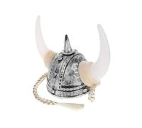 WOONEKY Silver Viking Horn Hat Plastic Roman Helmet Cosplay Costume Accessory for Adults Comfortable Fit for Dance Parties Festivals and Themed Events
