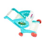 WOONEKY Simulated Shopping Cart with Smooth Arc Design Safe for Learning to Walk Educational Mini Supermarket Trolley for Storage and Role Play Blue