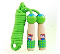 WOONEKY Skipping Rope with Wooden Handles and Cotton Cord Meters for Fitness Exercise Equipment for Cardiovascular and Motor Skill Development Green Owl Design