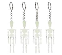 WOONEKY Skull Charm Glowing 4pcs Metal Plastic White Keyring Halloween