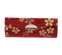 WOONEKY Small Lipstick Case Single Lipstick Holder Mirror for Women Outdoor Use Japanese Style Red Wave Pattern