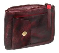 WOONEKY Small Money Pouch Genuine Leather Vintage Coffee Zipper Design Coin Storage Bag for Men Travel Work