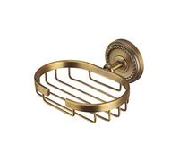 WOONEKY Solid Brass Vintage Soap Holder Rack Antique Shower Soap Dish Wall Mount Soap Basket Retro