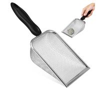 WOONEKY Stainless Steel Cat Litter Scoop with Long Handle High Efficiency Sifting Easy Litter Scooper Durable and Convenient Storage