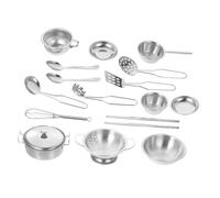 WOONEKY Stainless Steel Kitchenware Set for Pretend Play Cooking Accessories Easy to Clean for Indoor Outdoor Use Enhances Cognitive Skills Silver
