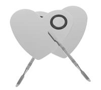WOONEKY Stainless Steel Makeup Mixing Palette Set 4-piece Heart Ring with Mixing Stick for Foundation Eyeshadow and Nail Art for Professional Makeup Artists and Beauty Enthusiasts