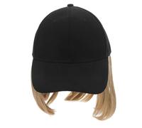 WOONEKY Sun Visor Hat Baseball Cap with Hair Attached for Women Wig Caps for Hair Cap for Men Hair Extension with Cap Short Straight Wig Cap with Extensions Yellow High Temperature Wire