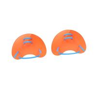 WOONEKY Swim Webbed Gloves for Adults Ergonomic Swim Paddles for Enhanced Technique Stroke Mechanics Training Strap for Swimming Practice Orange