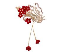 WOONEKY Tassel Hair Clip with Pearl Flower Design Vintage Style Barrette for Women Elegant Chinese Hair Accessory for Weddings Prom and Parties with Glamorous Touch