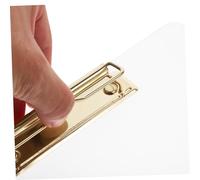 WOONEKY Transparent Acrylic Clipboard with Document Storage Clip Writing Support Board for Office Students Multi-Purpose File Organizer and Holder in Gold