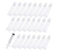 WOONEKY Transparent Lip Gloss Tubes with Syringe Refillable Small Cosmetic Tubes for DIY Lip Balm Squeeze Sample Bottles Portable and Plastic Containers for Makeup and Travel
