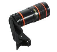 WOONEKY Universal Clip-on Long Focus Telephoto Lens for Smartphone, 8x Zoom External Camera Lens with Macro and Wide Angle Functions, Compatible with Mobile Phones, Black