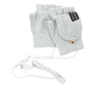 WOONEKY USB Heated Knit Gloves Double Sided Winter Hand Warmers with Half Finger Mittens for Men Women Soft Elastic Material for Typing Gaming Outdoor Sports Cycling Skiing