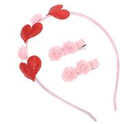 WOONEKY Valentine's Day Red Rose Headband Decorative Hair Accessories with Resin Heart Design for Party Photo Prop Comfortable Wedding Hairband Gift