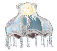 WOONEKY Victorian Lace Lampshade for Table Lamps French Printed Romantic Lamp Cover with Beaded Fringe Elegant European Style Replacement Shade for Indoor Decor