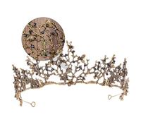 WOONEKY Vintage Baroque Crown for Brides Elegant Bridal Headwear Beautiful Golden Hair Accessory for Weddings Parties and Festivals Eye Catching Design for Women