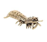 WOONEKY Vintage Brass Mantis Shrimp Statue Unique Animal Figurine for Decorative Tabletop Eye Catch Brass Shrimp Decor Miniature Sculpture for Home Aesthetic