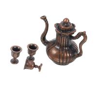 WOONEKY Vintage Miniature Iron Teapot and Teacup Set for Dollhouse Decoration Tiny House Accessories with Bright Colors Miniature Tableware Playset for Pretend Tea Party and Home Ornament