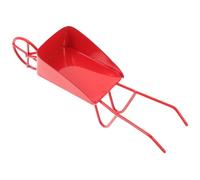 WOONEKY Vintage Miniature Iron Wheelbarrow Rust Resistant Metal Mini Barrow for Dollhouse Micro Landscape and Photo Props Tiny Decorative Cart in Red for Micro Courtyard and DIY Decor