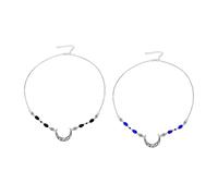 WOONEKY Vintage Moon Pattern Gemstone Head Chain 2pcs Set, Alloy Forehead Hair Decor with Black and Navy Teardrop Natural Stone, Bridal and Birthday Hair Accessory for Women