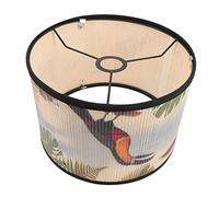 WOONEKY Vintage Style Bamboo Lampshade with Retro Pattern Durable Frame Pendant Light Shade for Bedroom Study Dining Room Soft Light Diffuser Decorative Lamp Cover