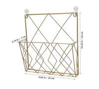 WOONEKY Wall Mounted Magazine Rack and Book Display Stand, Gold Iron Art Storage Basket for Bathroom and Classroom Organization, Sturdy Book and Comic Holder for Home Décor