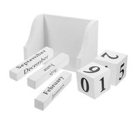 WOONEKY Wooden Block Calendar Desk Decoration Perpetual Date Display Cube Calendar for Home Office Vintage Style Blocks