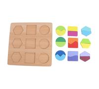 WOONEKY Wooden Geometry Puzzle Board for Educational Cognitive Shape Sorting Enhances Fine Motor Skills Visual Spatial Awareness Logic Montessori Early Learning Game