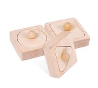WOONEKY Wooden Geometry Shape Sorting for Natural Educational Blocks Enhances Hand Eye Coordination Cognitive Matching Puzzle for Early Learning and Fine Motor Skills Development
