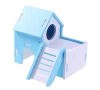WOONEKY Wooden Hamster House Double-deck Ladder Nest Sleeping Hideaway for Dwarf Hamster Small Pet Accessories Habitat Supplies