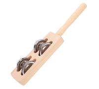 WOONEKY Wooden Hand Bell Music with Four Jingles Educational Shaking Percussion Instrument for Hand-eye Coordination and Early Learning Fun