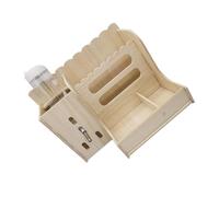 WOONEKY Wooden Rabbit Feeder Cage Accessory with Wear Resistant Hay and Water Bottle for Guinea Pigs Hamsters Small Pets Clean Feeding Station