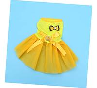 WOONEKY Yellow Tutu Pet Dress for Small Dogs Puppy Costume Breathable Bowknot Belt Skirt Clothes for Chihuahua Poodle Pomeranian Bichon Frise Cocker Spaniel Party Festival Wear