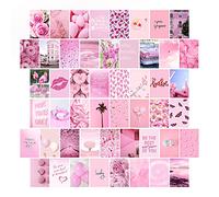 WOONKIT Pink Aesthetic Pictures, Collage Kit for Wall, Pink Room Wall Bedroom Dorm Decor, Room Decor for Teen Girls, Trendy 50pcs 4x6 inch