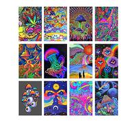 Woonkit Trippy Room Decor, Indie Room Decor, Hippie Room Decor, Indie Hippie Trippy Posters, Teen Wall Bedroom Dorm Aesthetic Poster, Photo Wall Collage Kit Pictures, (12 SET A, 7.8 X 11.8 INCH)