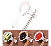 Woonsoon 10Pcs Ceramic Chopsticks Holder，Chinese Porcelain Chopstick Rest Spoon Fork Knife Stand Sauce Dish