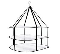 Woonsoon 3-Tier Folding Mesh Clothes Drying Rack, Stackable Sweater Dryer Rack with Internal Fixation, Portable Hanging Laundry Rack for T-Shirt,Swimsuit,Sweater,Delicates(Black,Size:30.3x24x31inch)