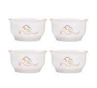 Woonsoon Chinese Handmade Kungfu Tea Cup 60 ml,Bone China Teacup Set of 4,Ceramic Tea Mugs Without Handles,Best Gift（Auspicious clouds）