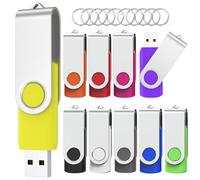 Wooolken USB Stick 8GB 10Pack, USB 2.0 Memory Stick 8GB Portable | 10-pack with keychains, USB 2.0 interface, swivel cap design, LED indicator, multi-OS compatible