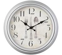 WOOPHEN Vintage Wall Clock, 16" Extra Large Silent Non Ticking Retro Wall Clocks Quality Quartz Battery Operated Round Decorative Easy to Read for Home Kitchen Living/Bedroom Office School (Silver)