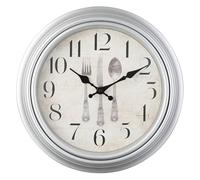 WOOPHEN Vintage Wall Clocks, 12" Silent Non Ticking Retro Wall Clock Quality Quartz Battery Operated Round Decorative Easy to Read for Home Kitchen Living/Dining Room Bedroom Office School (Silver)