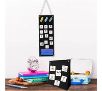 woopme Toddler Daily Routine Felt Chart with Storage Pocket | Portable Visual Timetable for Kids | Flash Cards for Kids Visual Schedule Calendar Chart (Black)