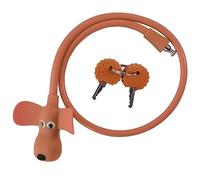 WOOQOTT Bike Cable Lock with Keys,Silicone Covered Kids Cable Lock Cartoon Lock,2 Feet Lock for Bike,Door,Skateboard,Helmet and More (Brown, Large)