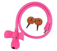 WOOQOTT Bike Cable Lock with Keys,Silicone Covered Kids Cable Lock Cartoon Lock,2 Feet Lock for Bike,Door,Skateboard,Helmet and More (Pink, Large)
